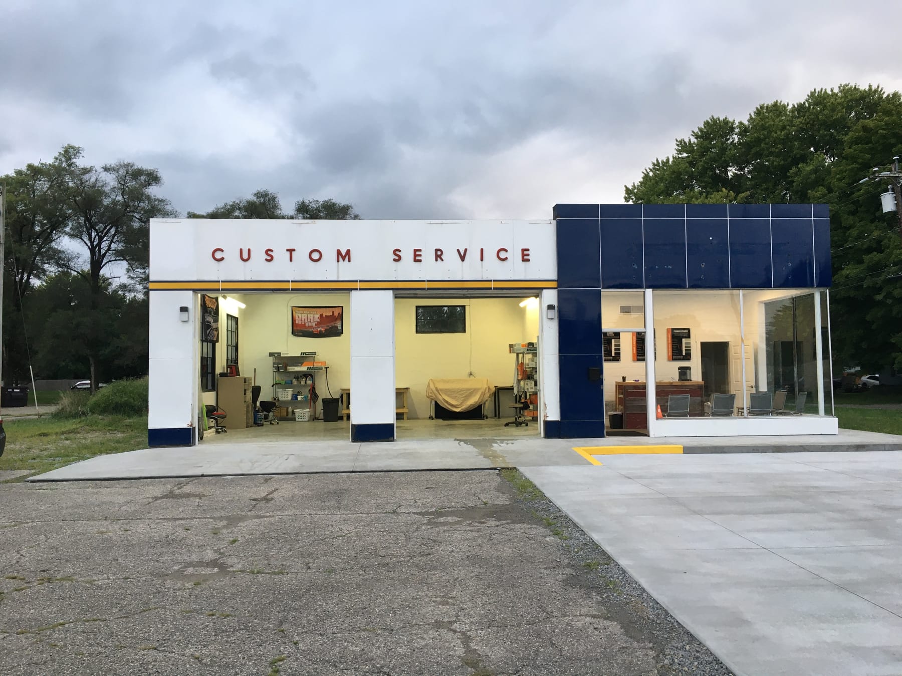 The restored service station that Classic Tint calls home in Morrow, OH