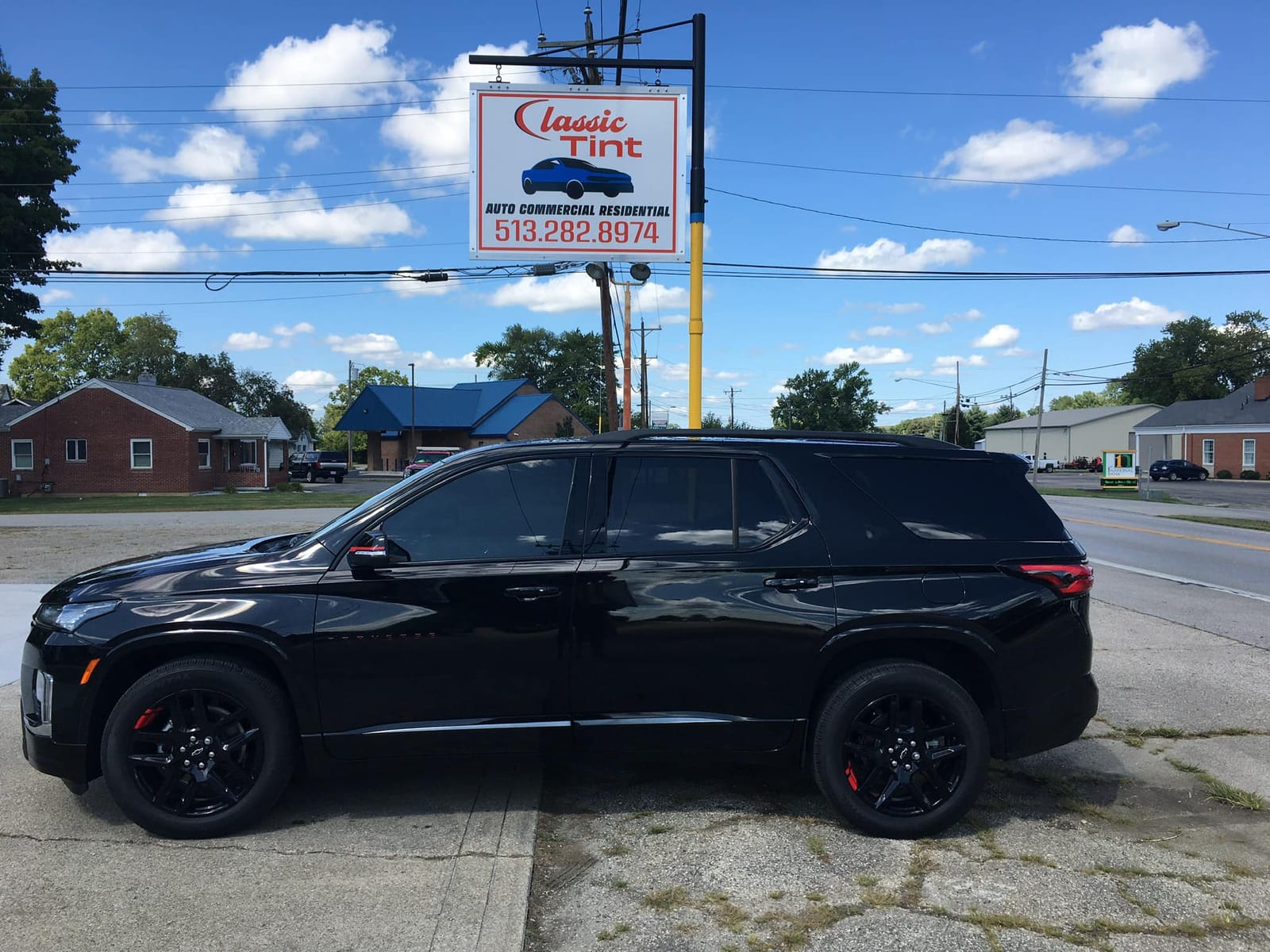 Black SUV with fresh window tint in Morrow, OH